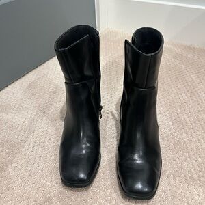 Black block heel boots